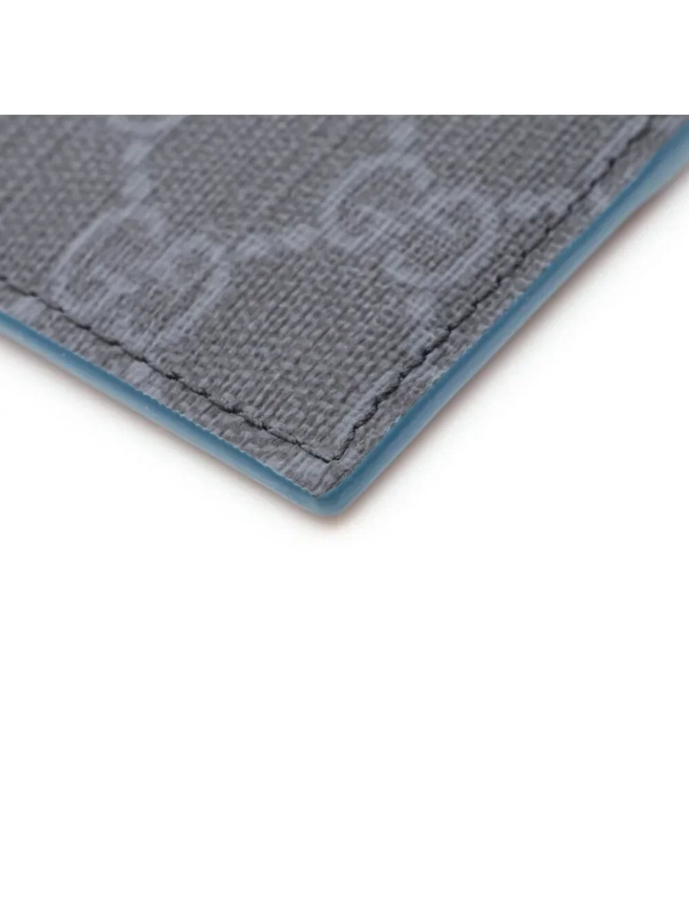 Gucci Card Case GG Supreme Facqc Black Blue Leather Trim